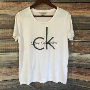 Calvin Klein Jeans Size Large White Black Short Sleeve Tee